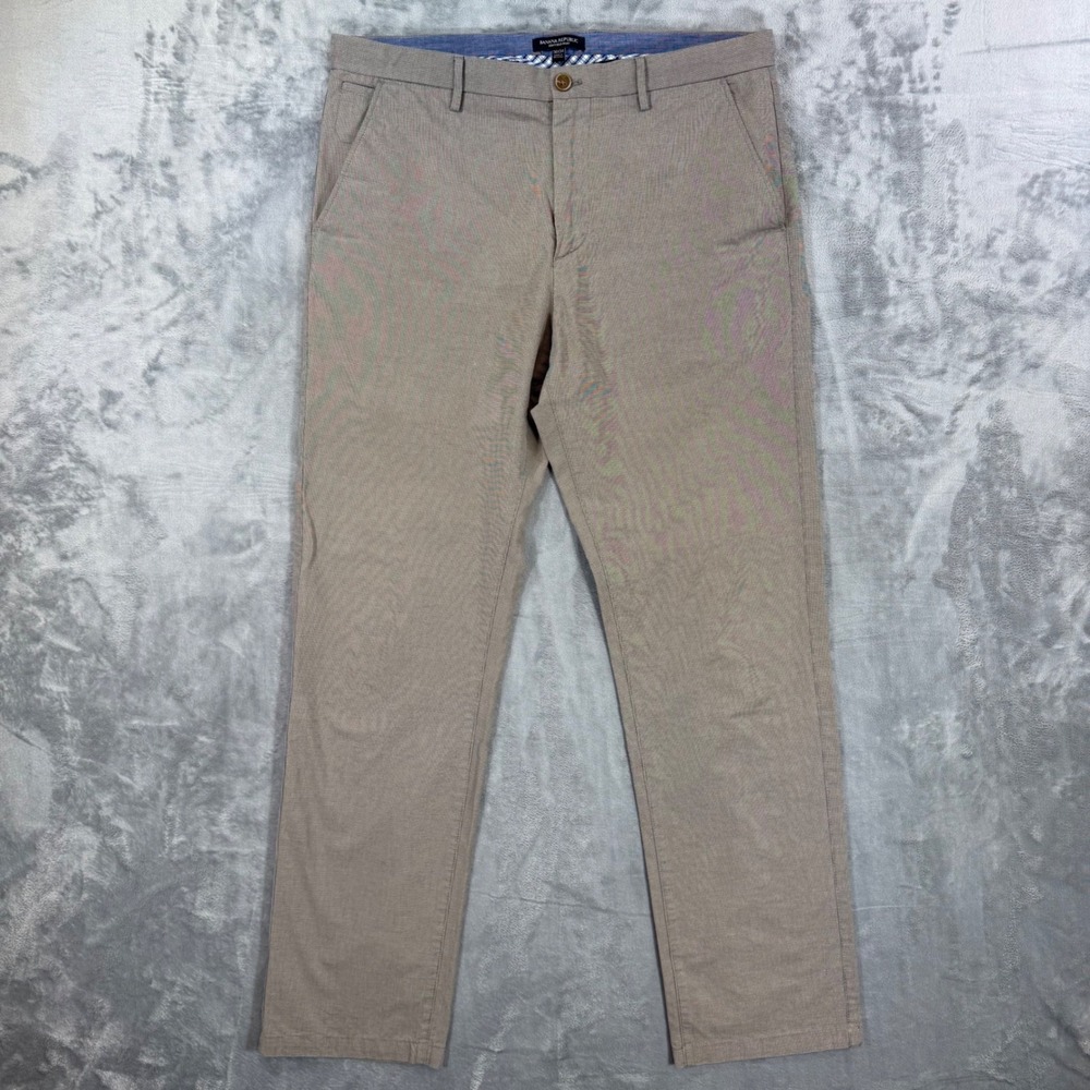 Banana Republic Kentfield Chino Pants Men's 36x34 Brown Micro Houndstooth